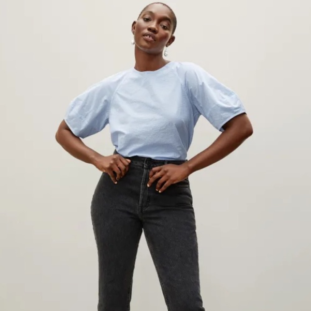 Everlane Circle Back Top Blue Blouse New XS 0